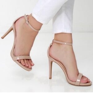 Lulus Elise Ankle Strap Patent Leather Nude Heels